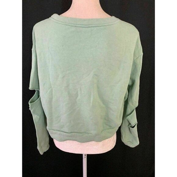 Zara Womens Solid Fern Green Long Sleeve Sweater Sweatershirt Top Small - Picture 4 of 6